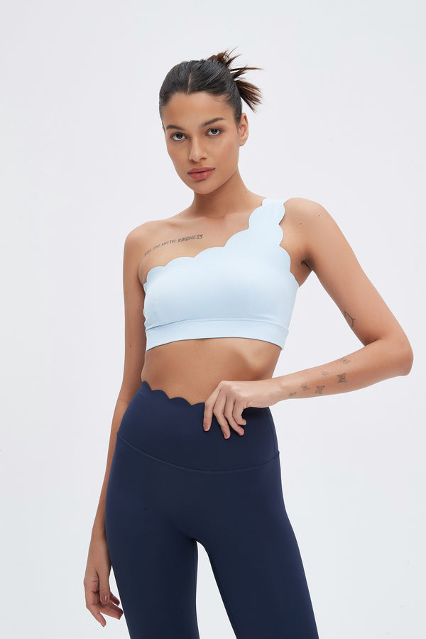 Helena Scalloped One Shoulder Sports Bra