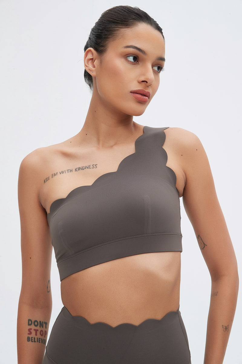 Helena Scalloped One Shoulder Sports Bra