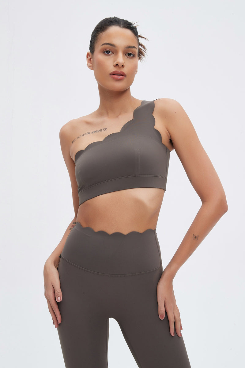 Helena Scalloped One Shoulder Sports Bra