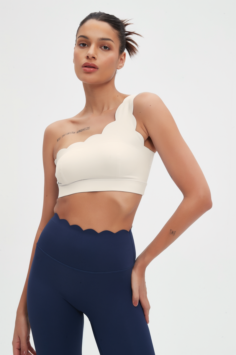 Helena Scalloped One Shoulder Sports Bra