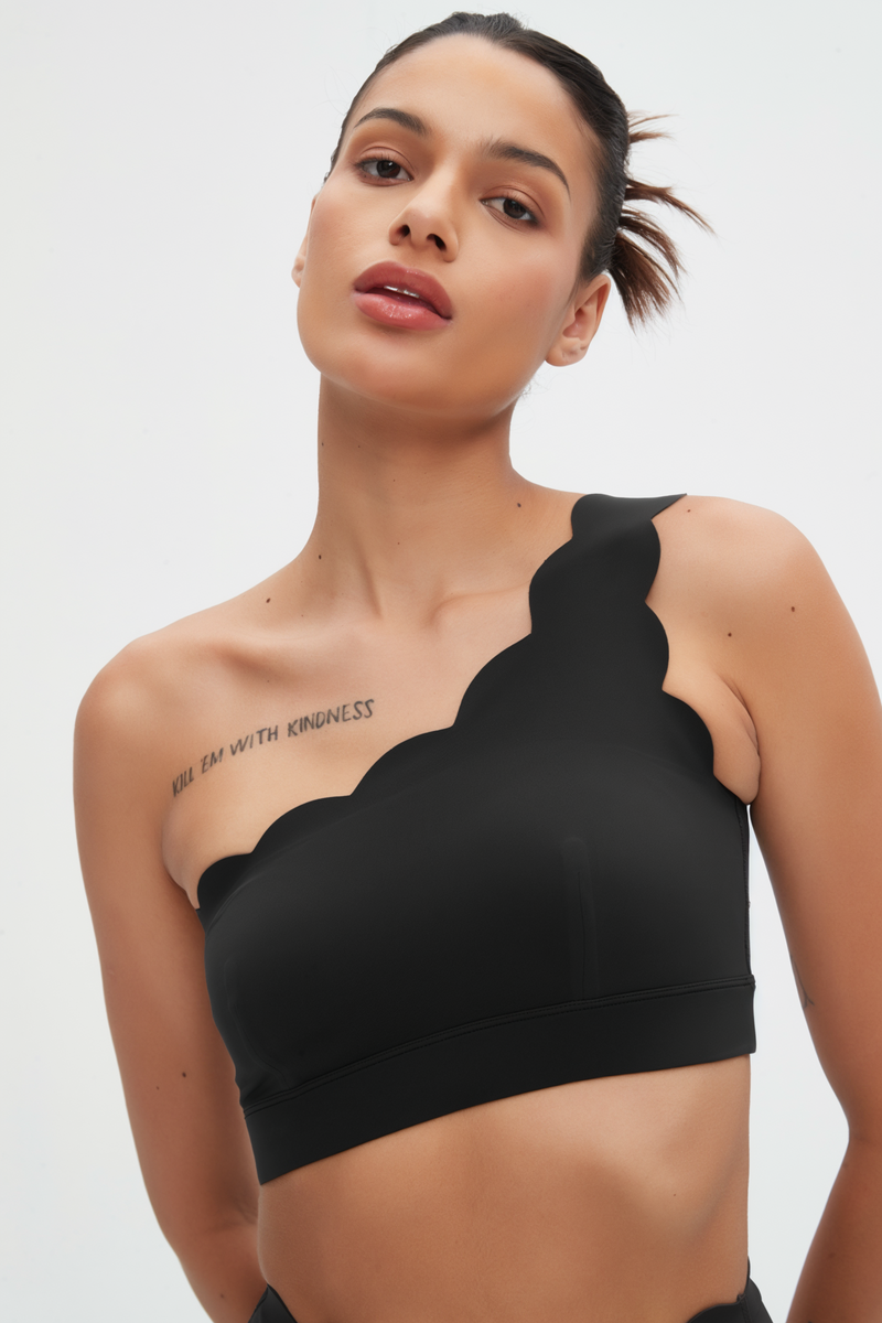 Helena Scalloped One Shoulder Sports Bra