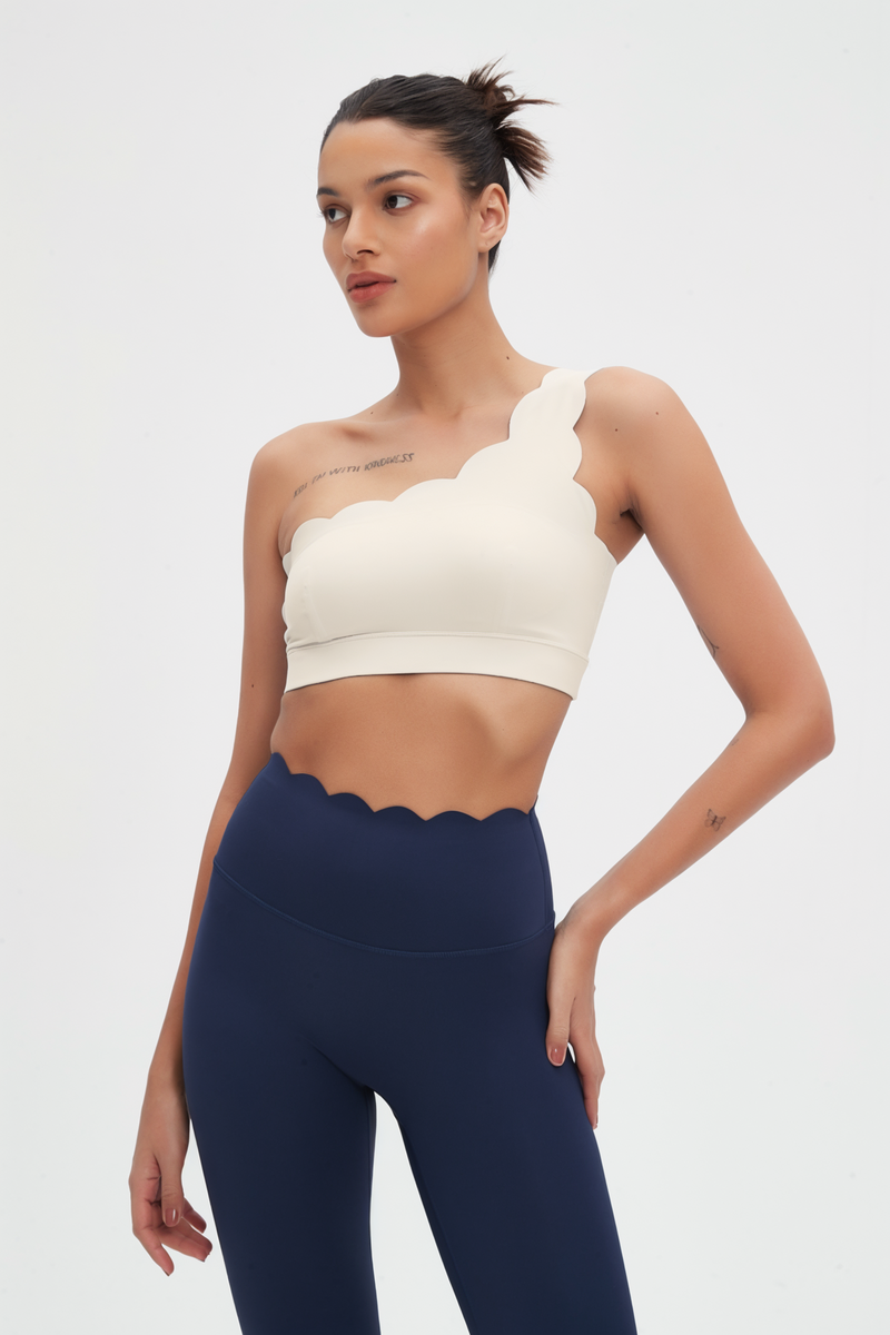 Helena Scalloped One Shoulder Sports Bra